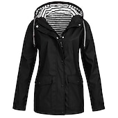 economico giacche casual-Per donna Giacca con cappuccio Essenziale Cerniera Tasche San Valentino Poliestere Cappotto Inverno Autunno Primavera blu navy Nero Rosa Cerniera Felpa Standard S M L XL XXL XXXL / Impermeabile