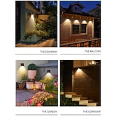 abordables Aplique de pared para exterior-2 uds., luces solares de pared, luz de valla exterior para jardín, patio, balcón, patio, villa, porche, decoración de patio, lámpara de pared impermeable de ambiente