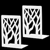 ieftine Semne de Carte &amp; Marcaje-capete de cărți design arbore suport de cărți modern pentru rafturi suport de cărți antiderapant opritor de cărți din metal rezistent pentru cărți/cd-uri raft de cărți decorativ pentru casă 2 perechi