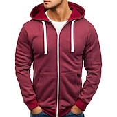 abordables sweats à capuche basiques pour hommes-Homme Veste Capuche Full Zip Sweat à capuche Couleur unie Sport Athloisir Top manche longue Respirable Doux Confortable Usage quotidien Extérieur Casual Athleisure du quotidien Tenues de Sport