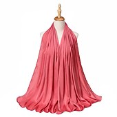abordables Écharpes-musulman écharpe froissé châle femmes abaya solide hijab ramadan hijabs pour femme abayas robe turban instantané écharpe