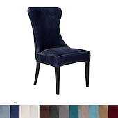 cheap Dining Chair Cover-Stretch Armless Wingback Chair Cover Armchair Cover Reusable Wingback Side Chair Velvet Slipcovers Accent Chair Covers for Dining Room Banquet Home Decor