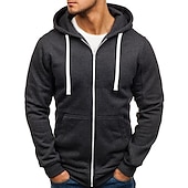 abordables sweats à capuche basiques pour hommes-Homme Veste Capuche Full Zip Sweat à capuche Couleur unie Sport Athloisir Top manche longue Respirable Doux Confortable Usage quotidien Extérieur Casual Athleisure du quotidien Tenues de Sport