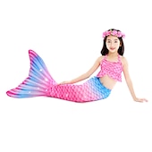 abordables Maillot de bain sirène-Enfants Fille One Piece Maillots de bain sirène Maillot de Bain Plage Le Jour des enfants Géométrique Maillots de bain 4-12 ans Eté Bleu Fuchsia