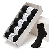 olcso férfi zokni-Férfi 5 pár Fekete Fehér Szín Egyszínű / Sima szín Iroda Hétköznapi Napi Tavasz Ősz Minden évszak Hétköznapi zoknik Üzlet