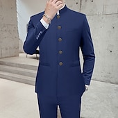 cheap Formal Suits-Men&#039;s Wedding Suits Black White Solid Colored Standard Fit 2 Piece Single Breasted Two-buttons