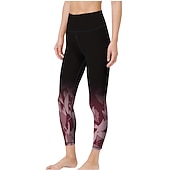 tanie Legginsy i legginsy do jogi-Damskie Sports Gym Leggings Spodnie do jogi Wysoka talia Spandeks Zielony Fioletowy Czerwony Legginsy 3/4 Kwiatowy Wyszczuplenie brzucha Podnoszenie pośladków Odzież Odzież Joga Zdatność Trening w