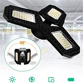 cheap LED Spot Lights-2pcs Garage Light E27 LED Lamp Adjustable Deformable Fan Blades Garage Ceiling Lamp Warage Warehouse Workshop Lights