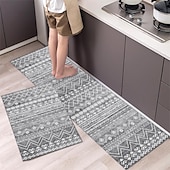 cheap Kitchen Rugs &amp; Mats-Boho Style Kitchen Mat Kitchen Rug Set of 2 Pcs,Perfect for Kitchen, Bathroom, Living Room, Soft, Absorbent Microfiber Material, Non-Slip, Easy Clean Machine Washable Floor Runner