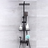 abordables Grifos de ducha-sistema de ducha juego de grifería montado en la pared, cabezal de ducha de lluvia de 9 pulgadas ducha de mano rociador de mano con soporte acabados electrochapados/pintados montaje interior válvula de cerámica ducha de baño