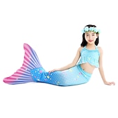 abordables Maillot de bain sirène-Enfants Fille One Piece Maillots de bain sirène Maillot de Bain Plage Le Jour des enfants Géométrique Maillots de bain 4-12 ans Eté Bleu Fuchsia