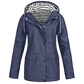 economico giacche casual-Per donna Giacca con cappuccio Essenziale Cerniera Tasche San Valentino Poliestere Cappotto Inverno Autunno Primavera blu navy Nero Rosa Cerniera Felpa Standard S M L XL XXL XXXL / Impermeabile