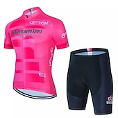 cheap Men&#039;s Clothing Sets-Men&#039;s Cycling Jersey with Shorts Short Sleeve Mountain Bike MTB Road Bike Cycling Black Pink Blue Bike Clothing Suit 3D Pad Breathable Quick Dry Back Pocket Polyester Spandex Sports Letter &amp; Number