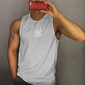 preiswerte Fitness Tank-Tops-Herren Tank Top Weste Unterhemd Ärmelloses Shirt Ärmellos Rundhalsausschnitt Sommer Grafikdrucke Mode Leicht Atmungsaktiv Druck Outdoor Straße Lässig Schwarz Weiß Gelb Top T-Shirt für Herren