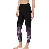 tanie Legginsy i legginsy do jogi-Damskie Sports Gym Leggings Spodnie do jogi Wysoka talia Spandeks Zielony Fioletowy Czerwony Legginsy 3/4 Kwiatowy Wyszczuplenie brzucha Podnoszenie pośladków Odzież Odzież Joga Zdatność Trening w