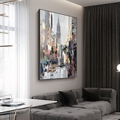 cheap Landscape Paintings-Mintura Handmade City Landscape Oil Painting On Canvas Wall Art Decoration Modern Abstract Picture For Home Decor Rolled Frameless Unstretched Painting