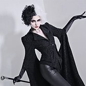 ieftine Peruci pentru personaje de film-perucă cosplay jumătate albă și neagră perucă cosplay joc de rol peruci de petrecere pentru femei peruci de halloween