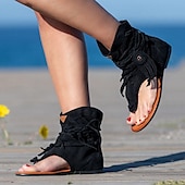 billiga Semester Sandaler-gladiatorsandaler i gul mocka med snörning för kvinnor med perforerad design, perfekt för sommarutflykter och strandsemester
