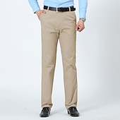 preiswerte Schlank-Herren Anzughosen Hose Hosen Chinesisch Chino Tasche Glatt Atmungsaktiv Draussen Knöchellänge Hochzeit Geschäft Casual 100% Baumwolle Modisch Ausgefallene Schwarz Weiß Hoher Taillenbund