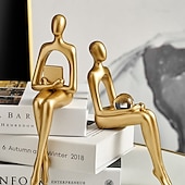 billige Statuer-gyllen abstrakt figur ornament dekorative gjenstander harpiks moderne moderne for hjem dekorasjon gaver 1 stk