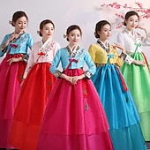 cheap Hanbok-Women&#039;s Dress Hanbok Korean Traditional Masquerade Adults&#039; Top Skirt Party