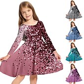 billige 3D Shining Vision kjole-Jenter&#039; 3D Grafisk Kjole Langermet 3D-utskrift Vår Høst Feriereise Daglig Ferie søt stil Fritid Søt Barn 3-10 år Swingkjole Kjole med A-linje Ovenfor knéet Normal