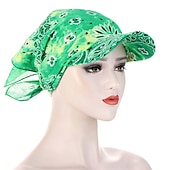 cheap Hats-Women Bandana Scarf Cap Sunscreen Hedging Cap Printed Brim Baseball Cap Colorful Sunshade Hooded Scarf Headpiece Headscarf Baseball Hat