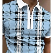 ieftine Polo geometric pentru bărbați-Bărbați Tricou POLO Polo cu fermoar sfert Casual Zilnic Răsfrânt Quarter Zip Manșon scurt Sport Modă Plisat Fermoar Quarter Zip Primavara vara Fit regulat Verde Caisă Albastru Deschis Tricou POLO