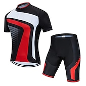 economico Set di abbigliamento da uomo-Per uomo Maglia da ciclismo con pantaloncini Manica Corta Mountain Bike MTB Ciclismo su strada Estate Primavera Blu Giallo Rosso A righe Bicicletta Cuscinetto 3D Asciugatura Rapida Tasca Posteriore