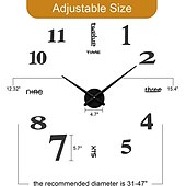 cheap Wall Clocks-Frameless Large DIY Wall Clock, Modern 3D Wall Clock with Mirror Numbers Stickers for Home Office Decorations Gift 120X120cm
