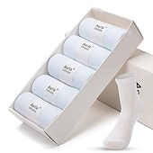 olcso férfi zokni-Férfi 5 pár Fekete Fehér Szín Egyszínű / Sima szín Iroda Hétköznapi Napi Tavasz Ősz Minden évszak Hétköznapi zoknik Üzlet