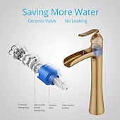 cheap Classical-Waterfall Bathroom Faucet, Rustic Nickel Single Handle One Hole Brass Waterfall Bathroom Sink Faucet with Hot and Cold Water