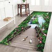 baratos tapetes para sala e quarto-Linda paisagem madeiras tecido de flanela impresso colchão de entrada para casa colchão colchão de banheiro colchão