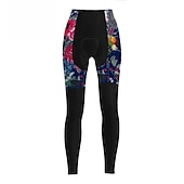 abordables Pantalons, shorts et jupes pour femmes-Femme Cuissard Long Collant Velo Vélo Pantalons Collants VTT Vélo tout terrain Vélo Route Des sports Graphic Botanique Floral Noël laid Chaud La peau 3 densités Respirable Séchage rapide Noir Rouge
