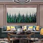 abordables Peintures fleurs/botaniques-Peinture à l&#039;huile faite à la main toile art mural décoration moderne texture abstraite paysage vert pour la décoration intérieure roulé sans cadre peinture non étirée