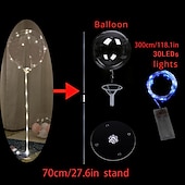 ieftine Lumini decorative-lumini led baloane decor balon folie transparenta lumina pentru petrecere ziua de nastere nunta decor de craciun decor pentru casa stand coloana cu baza