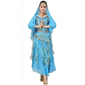 abordables vêtements apac-Femme Costume de danse du ventre Indien Fille indienne Mascarade Adultes Haut Jupe Casque Soirée