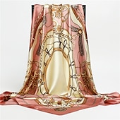 cheap Scarves-1pcs 90*90cm Fashion Chain Print Scarves Women Shawl Satin Hijab Female Bandana Square Ladies Foulard Wrap Pareo Headcloth