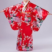cheap Kimono-Girls&#039; Yukata Robe Kimono Japanese Traditional Masquerade Kid&#039;s Kimono Coat Waist Belt Party