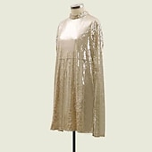 tanie Sukienki-Elegancja Ryczące 20s 1920 roku Nad kolano Sukienka w stylu lat 20-tych Sukienka Peleryna Rękawy Splicie Gość weselny Cekiny Damskie Nowy Rok Walentynki Bal maskowy Ślub Gość weselny Wydarzenie