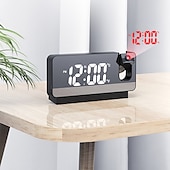 baratos Rádios e Relógios-Relógio despertador inteligente s282a para mesa de despertador de projeção digital led despertador eletrônico com projetor de tempo de projeção quarto modo de cabeceira