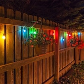 olcso LED szalagfények-G40 Globe Patio String Lights Kültéri 7,62m/25FT 25 Átlátszó Többszínű G40 Izzókkal Függőleges Belső és Külső String Lámpák a Hátsó Kert Bistro Piac Kerti Parti Dekorációhoz Fekete Dróton