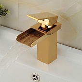 abordables Classiques-cascade de robinet mitigeur d&#039;évier de salle de bain, robinet de lavabo de salle de bain chromé à un trou de style moderne à poignée unique tuyau d&#039;eau chaude froide réglable en laiton