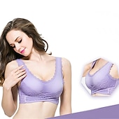 abordables Sostenes-Sujetadores deportivos de encaje de gran tamaño para mujer, sujetador sin aros con hebillas laterales cruzadas en la parte delantera, ropa deportiva para hacer yoga y hacer ejercicio en casa