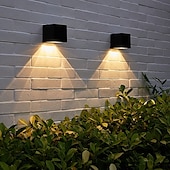 abordables Aplique de pared para exterior-2 uds., luces solares de pared, luz de valla exterior para jardín, patio, balcón, patio, villa, porche, decoración de patio, lámpara de pared impermeable de ambiente