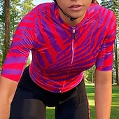 abordables Maillots de mujer-Mujer Maillot de Ciclismo Cebra Manga Corta Bicicleta Maillot Camiseta con 3 bolsillos traseros MTB Bicicleta Montaña Ciclismo Carretera Secado rápido Bandas Reflectantes Bolsillo trasero Dispersor