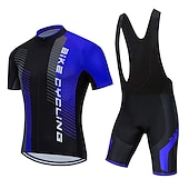 voordelige Herenkleding sets-Voor heren Wielrenshirt met strakke shorts Korte mouw Bergracen Wegwielrennen Geel Rood blauw Gestreept Fietsen Sportoutfits 3D-pad Ademend Sneldrogend Achterzak Polyester Spandex Sport Gestreept