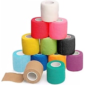 economico cucito e lavoro a maglia e uncinetto-fasciatura autoadesiva avvolgente tinta unita in tessuto non tessuto traspirante&amp;amp; involucro veterinario resistente all&#039;acqua 5x450 cm (2 pollici x 5 iarde)