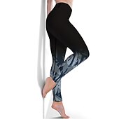 tanie Legginsy i legginsy do jogi-Damskie Sports Gym Leggings Spodnie do jogi Wysoka talia Spandeks Zielony Fioletowy Czerwony Legginsy 3/4 Kwiatowy Wyszczuplenie brzucha Podnoszenie pośladków Odzież Odzież Joga Zdatność Trening w