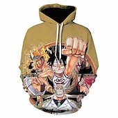 levne Kreslená a filmová postava-One Piece Opice D. Luffy Roronoa Zoro Kapuce Anime Animák Anime 3D 3D Harajuku Grafika Pro Pro páry Pánské Dámské Dospělé Zpátky do školy 3D tisk
